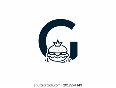 Merger shape of G initial letter with burger and crown design