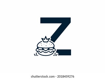 Merger shape of Z initial letter with burger and crown design
