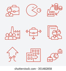 Mergers and acquisitions companies icons, thin line flat design