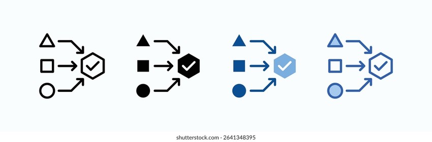 Mergers icon sheet multiple style collection isolated vector
