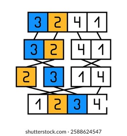 mergesort algorithm line icon vector. mergesort algorithm sign. isolated symbol illustration