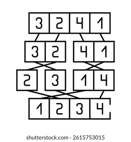 mergesort algorithm line icon vector. mergesort algorithm sign. isolated contour symbol black illustration