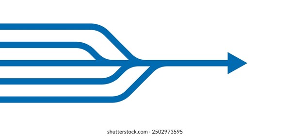 Merging arrows streamline process concept image. Clipart image