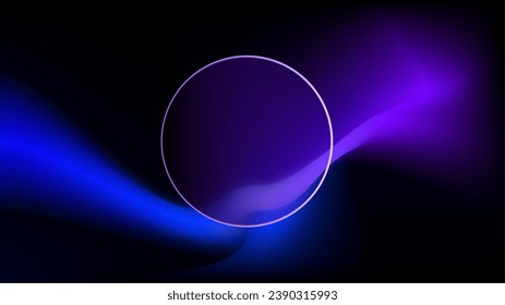 Merging of blue and pink purple color lights with circle frame elegant copy space background