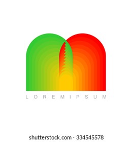 Merging coloured arches. Logo template for company business. Emblem design template elements.