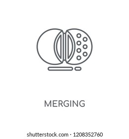 Merging linear icon. Merging concept stroke symbol design. Thin graphic elements vector illustration, outline pattern on a white background, eps 10.