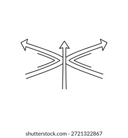 Merging linear icon. Thin line illustration. Integration abstract metaphor contour symbol. Vector isolated outline drawing
