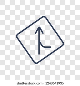 Merging sign icon. Trendy linear Merging sign logo concept on transparent background from Traffic Signs collection
