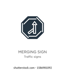 Merging sign icon vector. Trendy flat merging sign icon from traffic signs collection isolated on white background. Vector illustration can be used for web and mobile graphic design, logo, eps10