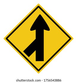 merging traffic sign, merging way from the left, traffic sign icon
