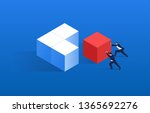 Merging, two merchants push the red squares and other squares together