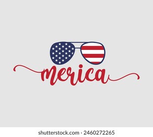 Merica, The 4th of July National Holiday, Vector Illustration