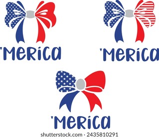 Merica bow 4th of july, happy 4th of july, america patriotic, american flag vector illustration file