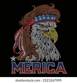 Merica design Rhinestone t-shirts design  