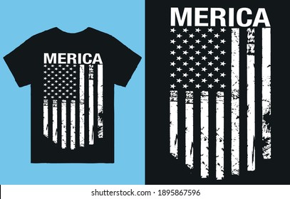 Merica flag t shirt design vector