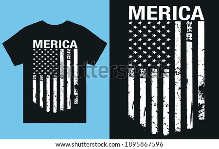 Merica flag t shirt design vector