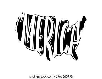 Merica patriotic hand drawn lettering. Vector illustration.