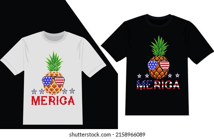 Merica pineapple 4th July t-shirt design