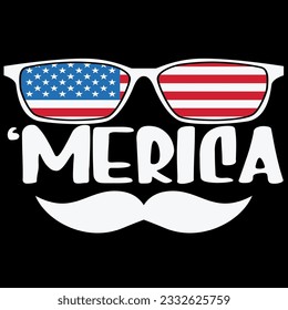 Merica sunglasses 4th of july USA flag t-shirt design