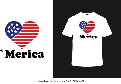 Merica T shirt Design, Vintage t shirt, Love with usa flag, vector, apparel, eps