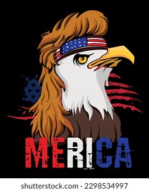 Merica USA Eagle With Headband And Mullet