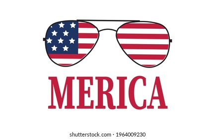 Merica con la bandera de los Estados Unidos Sunglass - Estados Unidos América (Estados Unidos) 4 de julio Día de la Independencia Vector y Clip Art
