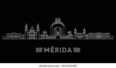 Merida City Skyline Outline Minimalist City