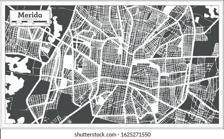 Merida Mexico City Karte in Retro Style. Übersicht. Vektorgrafik.