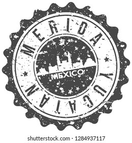 Merida Mexico. City Skyline. Silhouette City. Design Vector. Famous Monuments.