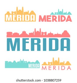 Merida Mexico Flat Icon Skyline Vector Silhouette Design Set