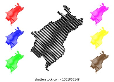 Merida State (Bolivarian Republic of Venezuela, States, Federal Dependencies and Capital District) map vector illustration, scribble sketch Bolivarian State of Merida map