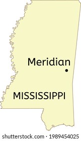 Meridian City Location On Mississippi State Map