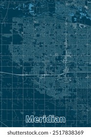 Meridian, Idaho, United States artistic blueprint map poster