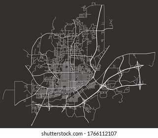 Meridian, Mississippi, USA – urban city vector map, roads transport network, downtown and suburbs, highways, town center aerial view, city footprint/blueprint