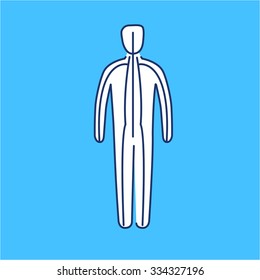 Meridians of the body white linear icon on blue background | flat design alternative healing illustration and infographic