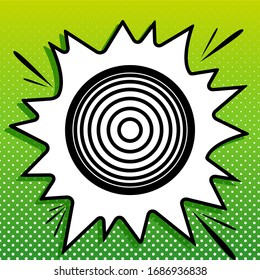 Meridians from top view. Black Icon on white popart Splash at green background with white spots. Illustration.