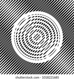 Meridians from top view. Vector. Icon. Hole in moire background.