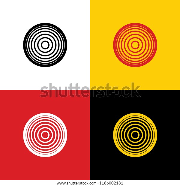 Meridians from top view. Vector. Icons of\
german flag on corresponding colors as\
background.
