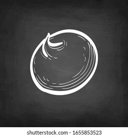 Meringue. Chalk sketch on blackboard background. Hand drawn vector illustration. Retro style.
