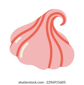 Meringue dessert with strawberry juice vector flat illustration