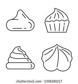 Meringue icons set. Outline set of meringue vector icons for web design isolated on white background