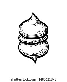 Meringue. Ink sketch isolated on white background. Hand drawn vector illustration. Retro style.