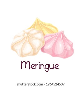 Meringue or meringa vector icon. French cake illustration.