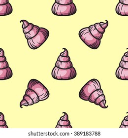 Meringue seamless pattern sweet cake vector hand drawn illustration
