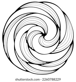 Meringue spiral or whipped cream top side view. Decorative spiral. Vector illustration in hand drawn sketch doodle style. Line art twisted swirl elements isolated on white. Design for coloring book