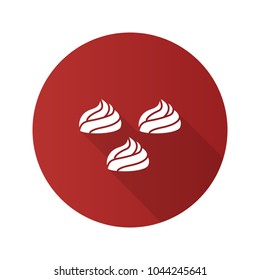 Meringues flat design long shadow glyph icon. Marshmallow. Vector silhouette illustration