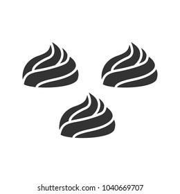 Meringues glyph icon. Marshmallow. Silhouette symbol. Negative space. Vector isolated illustration