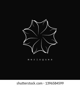 Meringues glyph marshmallow flower food bakery icon logo sign Hand drawn silhouette symbol emblem Modern design style Fashion print clothes apparel greeting card banner online store poster flyer cover
