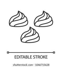 Meringues linear icon. Thin line illustration. Marshmallow. Contour symbol. Vector isolated outline drawing. Editable stroke