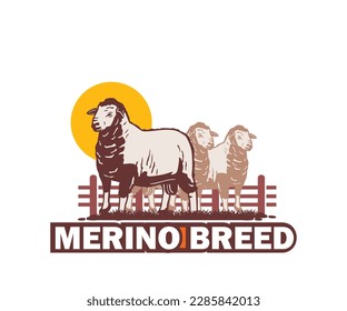 MERINO BREED SHEEP LOGO, great drawing of wool maker animal vector illustrations